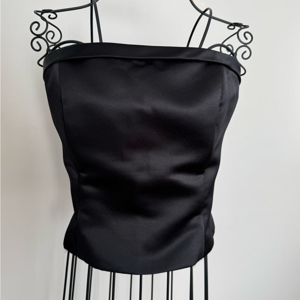 Scott McClintock Black Satin bustier Camisole Top